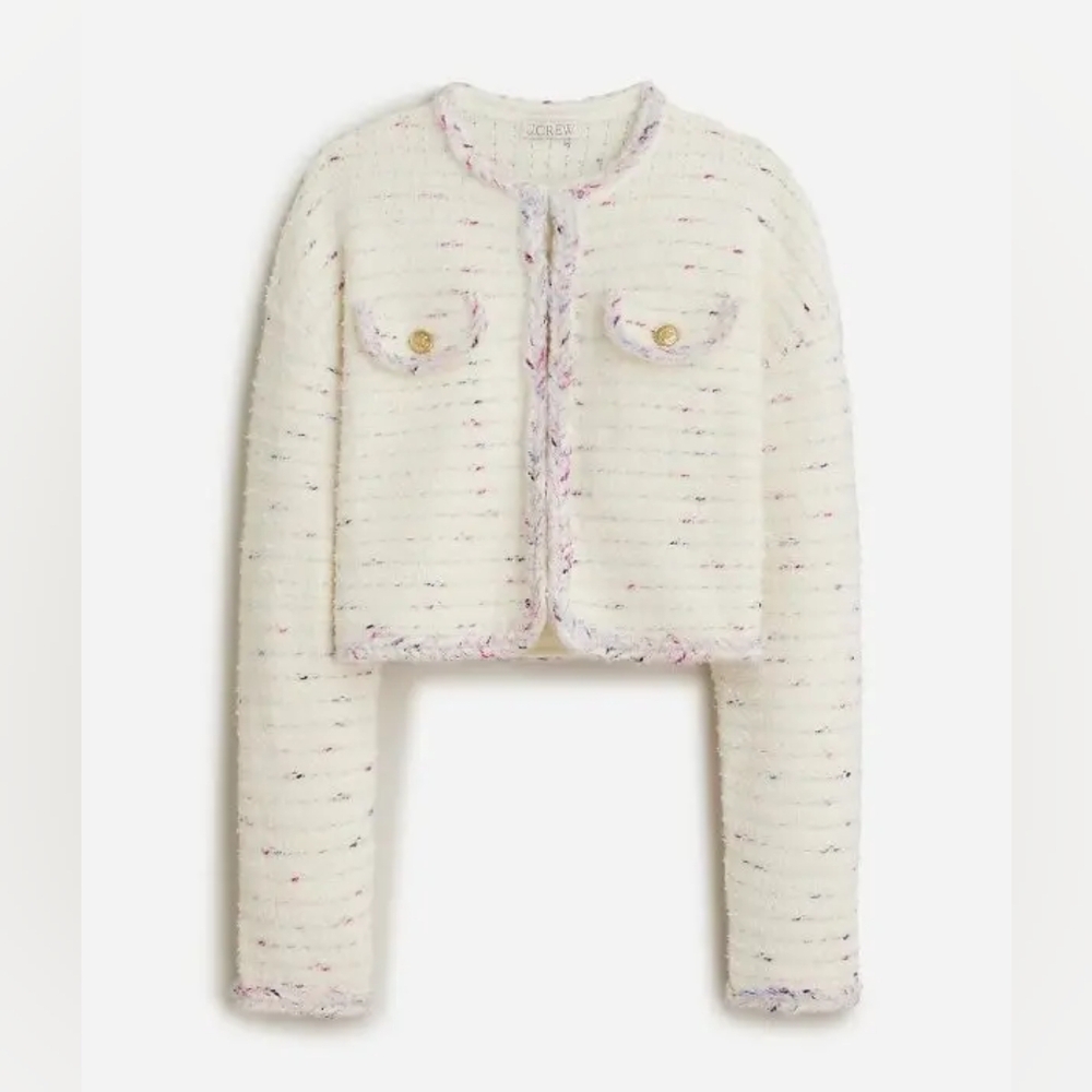 J. Crew Cropped lady jacket in marled yarn szM